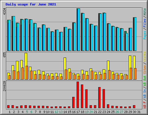 Daily usage for June 2021